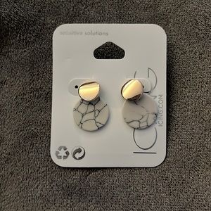 Icing Gold White Circle Earrings